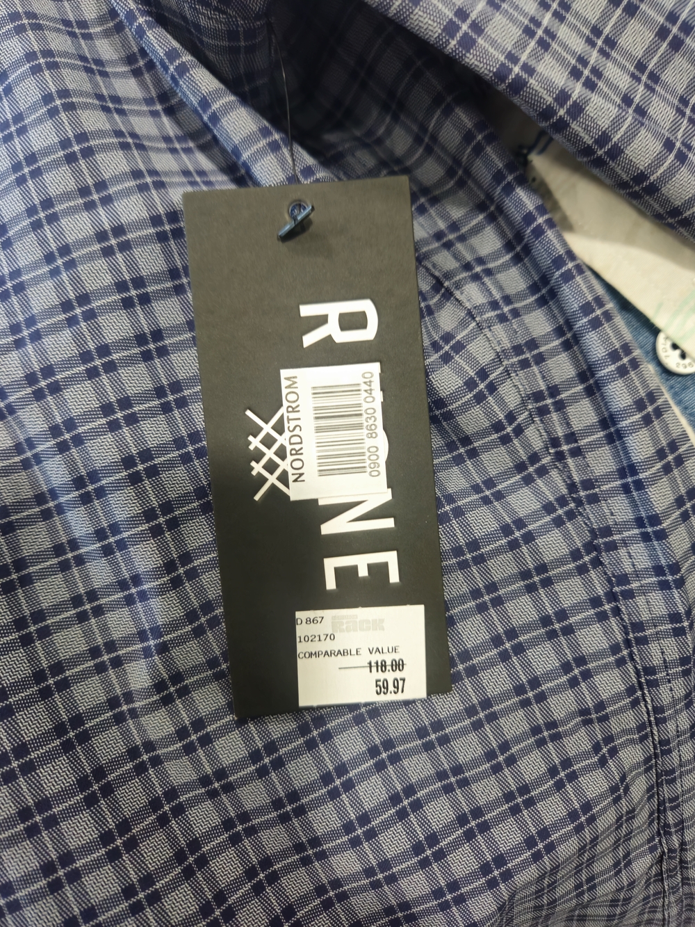 RHONE Blue and White Checked Dress Shirt Size S - Picture 3 of 6
